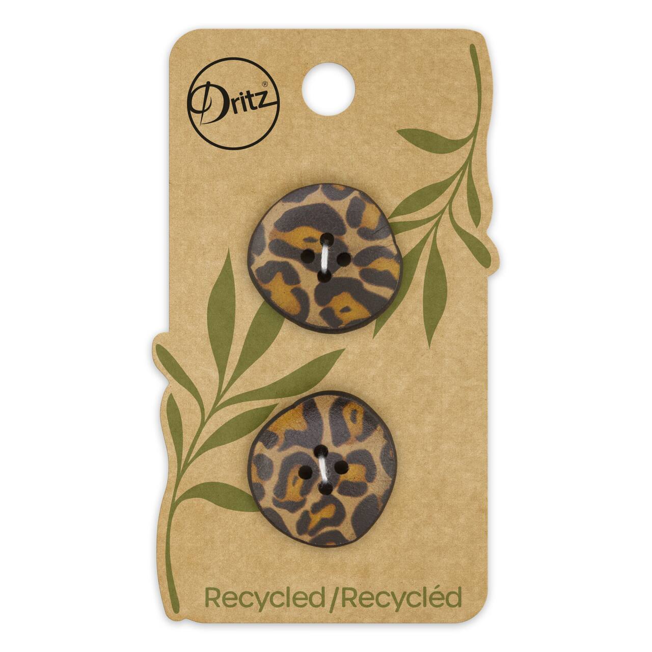 Dritz® 28mm Cheetah Recycled Leather Buttons, 6ct.